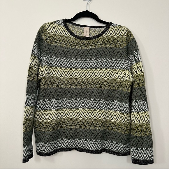 Danish brand Skovhuus sweater size large fair isle striped gold accents knit - Picture 9 of 11